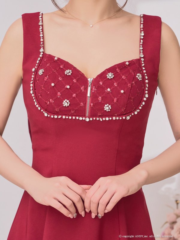 画像14: XSサイズあり【an /アン】ビジュー/ バストジップ/ ノースリーブ/ バックオープン/ リボン/ ミニドレス/ キャバドレス[OF05]