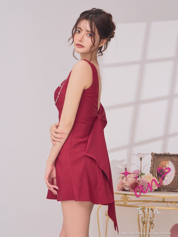 画像11: XSサイズあり【an /アン】ビジュー/ バストジップ/ ノースリーブ/ バックオープン/ リボン/ ミニドレス/ キャバドレス[OF05]