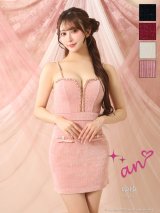 XSサイズあり【an /アン】チェーンパイピング/ キャミソール/ フロントジップ/ タイト/ ミニドレス/ キャバドレス[OF05]