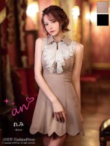 XSサイズあり【an/アン】襟付き/ フロントジップ/ レース/ フリル/ スカラップ/ ノースリーブ/ ストレッチ/ フレア/ ミニドレス/ キャバドレス[OF05]
