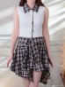 ホワイトxネイビー モデル：ももか　身長：156cm　着用サイズ：Sサイズ