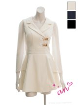 XSサイズあり【an /アン】襟付き/ 取り外し可能/ シンプル/ 2way/ ノースリーブ/ プリーツ/ フレア/ ロングスリーブ/ ミニドレス/ シースルー/ キャバドレス[OF05]