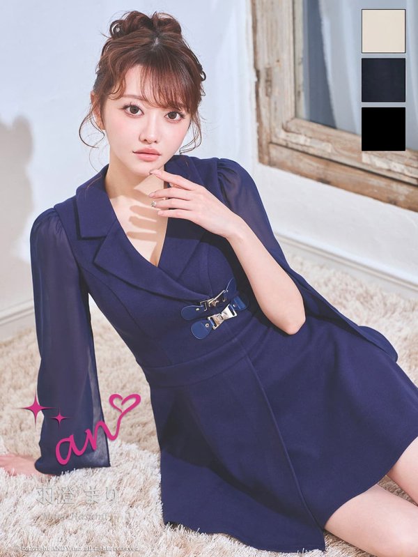 ネイビー　モデル：羽澄まり　身長：166cm　着用サイズ：Sサイズ