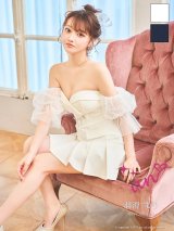 XSサイズあり【an /アン】チュールスリーブ付き/ 袖取り外し可能/ 2way/ ビジューボタン/ ベルト/ プリーツ/ フレア/ ベア/ ミニドレス/ キャバドレス[OF05]