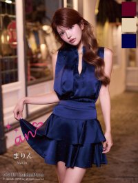 XSサイズあり【an /アン】ラインストーン/ バストジップ/ ノースリーブ/ ティアードフリル/ セットアップ/ フレア/ ミニドレス/ キャバドレス[OF05]