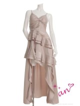 XSサイズあり【an /アン】 バストタック/ キャミソール/ フレア/ テールカット/ ティアードフリル/ ロングドレス/ キャバドレス[OF05