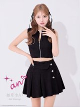 XSサイズあり【an /アン】 バイカラーあり/ ラメ/ ビジューボタン/ ノースリーブ/ ウエスト折り返し/ ボックスプリーツ/ バストジップ/ フレア/ セットアップ/ ミニドレス/ キャバドレス[OF05]