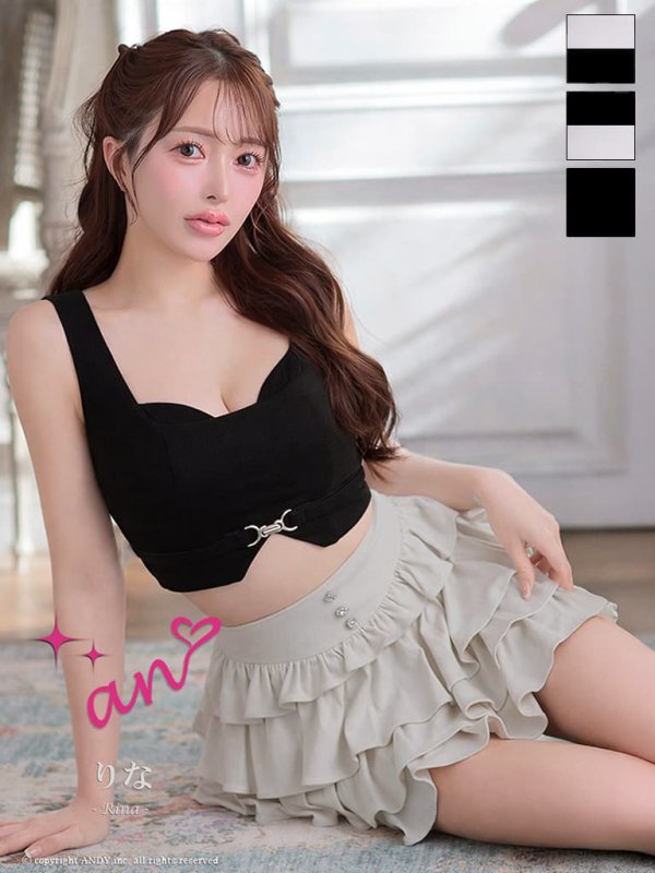 ブラックｘグレージュ　モデル：りな　身長：160cm　着用サイズ：Sサイズ