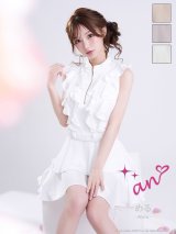 XSサイズあり【an /アン】 セットアップ/ ノースリーブ/ バストジップ/ ティアード/ 2段フリル/ ペタルフリル/ フレア/ ミニドレス/ キャバドレス[OF05]