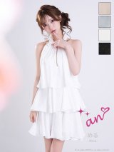XSサイズあり【an/アン】ホルターネック/ プチハイネック/ バストジップ/ ストーン/ リボン/ Aライン/ ティアード/ フリル/ フレア/ ミニドレス/ キャバドレス[OF05]