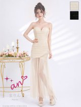 XSサイズあり【an/アン】立体レース/ ベアトップ/ バストジップ/ シースルー/ オーガンジー/ フレア/ ワンピース/ ロングドレス/ キャバドレス[OF05]