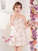 XSサイズあり【an/アン】リボンチョーカー付き/ シフォン/ ティアード/ 花柄/ フリル/ フレア/ Aライン/ ベア/ ミニドレス/ キャバドレス[OF05]