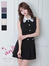 XSサイズあり【an/アン】襟付き/ パールボタン/ ポケットデザイン/ ノースリーブ/ Aライン/ フレア/ ワンピース/ ミニドレス/ キャバドレス[OF05]