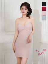 XSサイズあり【an/アン】ラメ/ ビジュー/ ベア/ タック/ シンプル/ ワンカラー/ ストレッチ/ タイト/ ミニドレス/ キャバドレス[OF05]