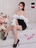 ホワイトxブラック　モデル：ももか　身長：156cm　着用サイズ：Sサイズ