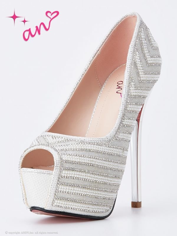画像8: ☆人気の為再入荷☆【an D-SELECTION 02 COLLECTION 17】14cmヒール/ パール/ ビジュー/ オープントゥパンプス[OF02]