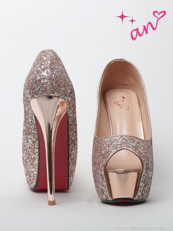 画像13: 【an】5color/ 14.5cmヒール/ グリッター/ ハイヒール/ ピンヒール/ オープントゥパンプス [OF02]