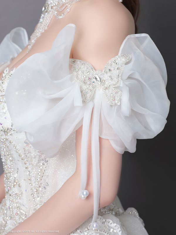 画像18: 【couture an/クチュールアン】 刺繍/ パフスリーブ/ チョーカー/ チュール/ レース/ フレア/  プリンセス/ ロングドレス/ ウエディングドレス long[OF05]