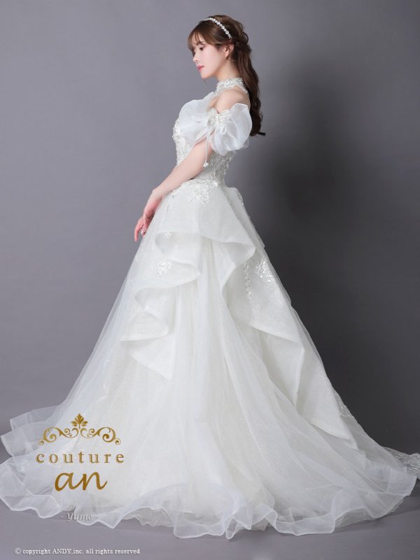 画像13: 【couture an/クチュールアン】 刺繍/ パフスリーブ/ チョーカー/ チュール/ レース/ フレア/  プリンセス/ ロングドレス/ ウエディングドレス long[OF05]
