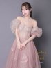 ANDY Fashion Press vol.17 掲載商品【couture an/クチュールアン】 グラデーション/ フラワー/ オフショル/ ラメチュール/ ビジュー/ フレア/ Aライン/ プリンセス/ ロングドレス/ キャバドレス long　ピンク