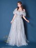 画像2: an ANDY Fashion Press 16 COLLECTION 07 ANDY Fashion Press 19掲載【couture an/クチュールアン】フェザー/ オフショル/ チュール/ ビーズ刺繍/ ラメ/ フレア/ Aライン/ プリンセス/ ロングドレス/ キャバドレス long[OF05] (2)