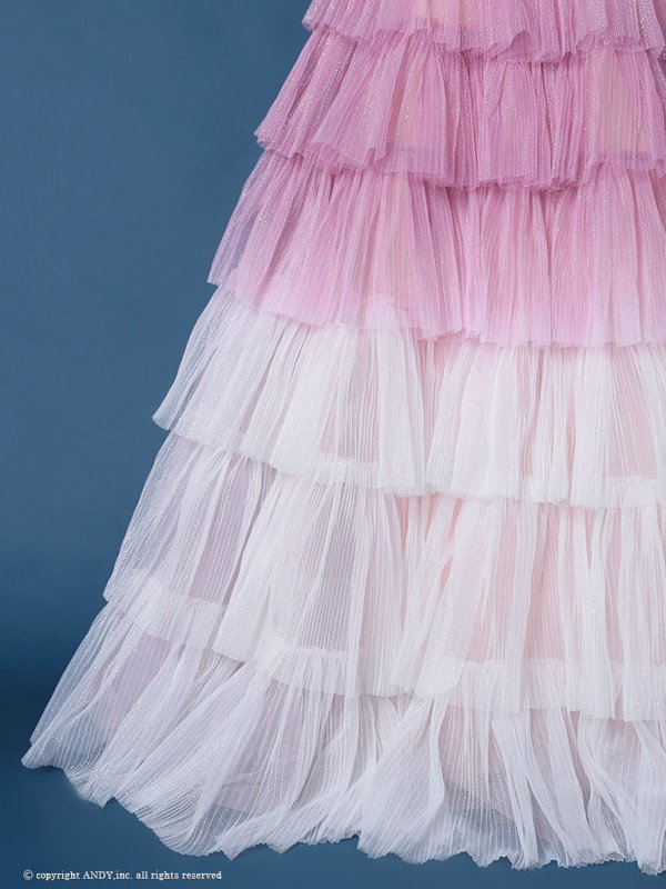 画像26: 【ひめか/関西コレクション着用】【couture an/クチュールアン】 グラデーション/ ティアード/ チュール/ レース/ フレア/  キャミソール/ ラメ/ Aライン/ ロングドレス/ カラードレス long[OF05]