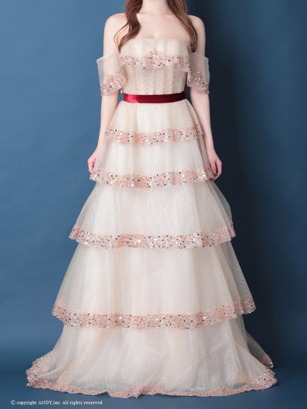 画像12: 【couture an/クチュールアン】オフショルダー/ スパンコール/ ビーズ/ フリル/ Aライン/ プリンセス/ ロングドレス/ キャバドレス long[OF05]