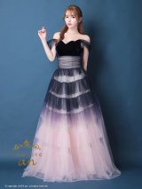 即日発送【couture an/クチュールアン】2way/ オフショルダー/ ベロア/ スピンドル/ ラメ/ チュール/ グラデーション/ フリル/ フレア/ Aライン/ カラードレス/ プリンセス/ バースデー/ ウェディングドレス/ ロングドレス/ キャバドレス long[OF05]
