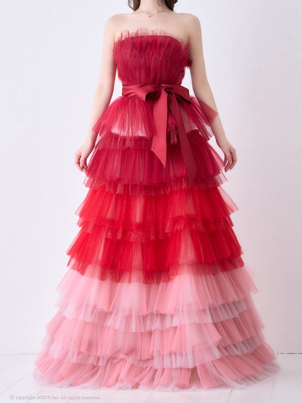 画像5: ANDY Fashion Press 19掲載【couture an/クチュールアン】グラデーション/ フリル/ チュール/ ベア/ リボン/ フレア/ Aライン/ プリンセス/ ロングドレス/ キャバドレス long[OF05]