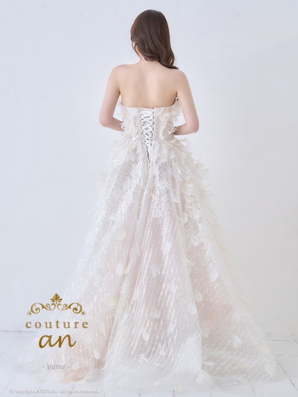 画像6: 【couture an/クチュールアン】ベア/ フェザーフラワー/ パール/ フレア/ Aライン/ プリンセス/ ロングドレス/ キャバドレス long[OF05]