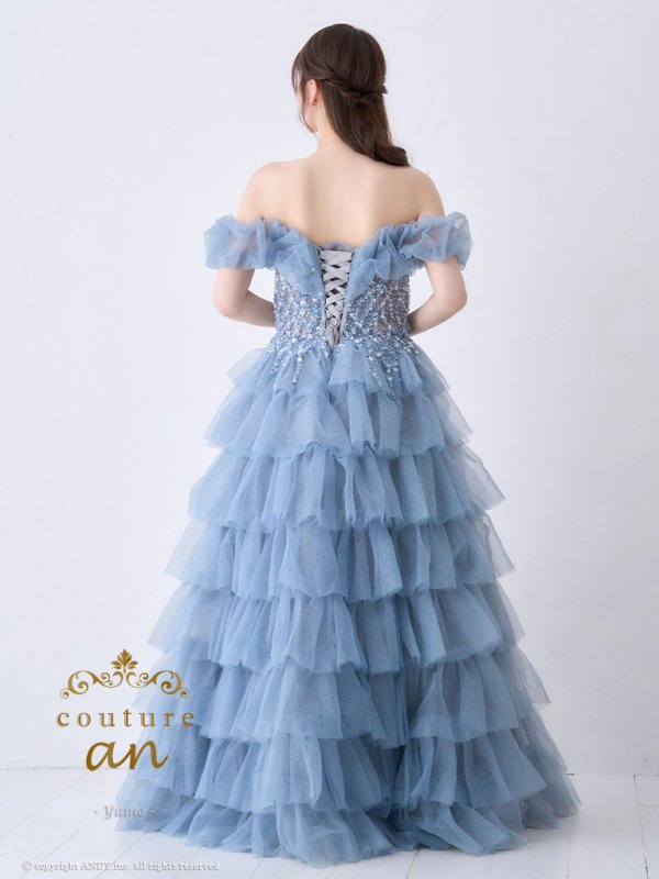 画像3: 【couture an/クチュールアン】オフショル/ フリル/ ビジュー/ シフォン/ フレア/ Aライン/ プリンセス/ ロングドレス/ キャバドレス long[OF05]