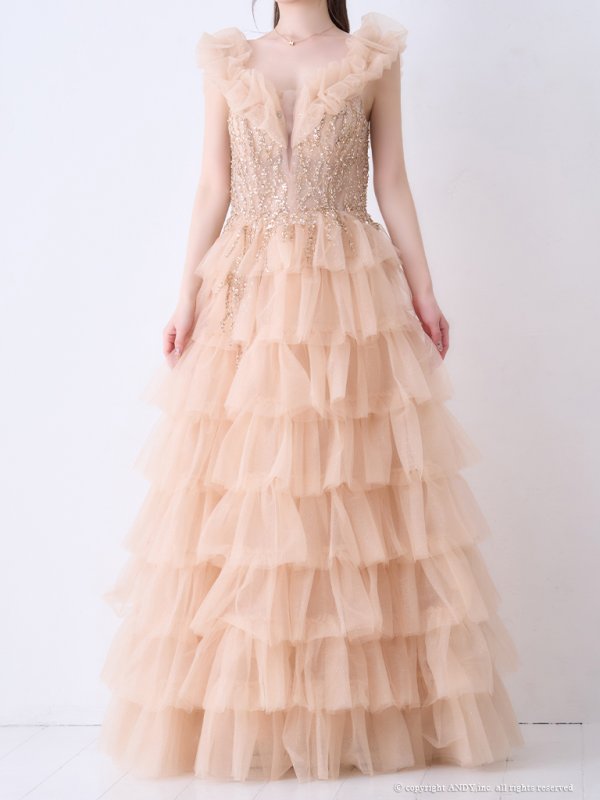 画像13: 【couture an/クチュールアン】オフショル/ フリル/ ビジュー/ シフォン/ フレア/ Aライン/ プリンセス/ ロングドレス/ キャバドレス long[OF05]