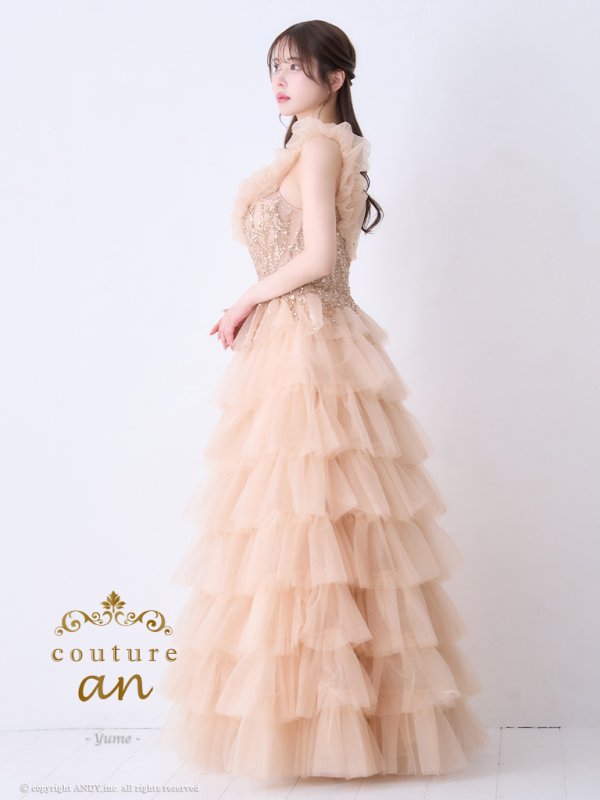 画像10: 【couture an/クチュールアン】オフショル/ フリル/ ビジュー/ シフォン/ フレア/ Aライン/ プリンセス/ ロングドレス/ キャバドレス long[OF05]