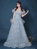 【couture an/クチュールアン】ベア/ ラメ/ チュール/ パール/ ビーズ刺繍/ バックリボン/ Aライン/ プリンセス/ ロングドレス/ キャバドレス long[OF05]　ブルー