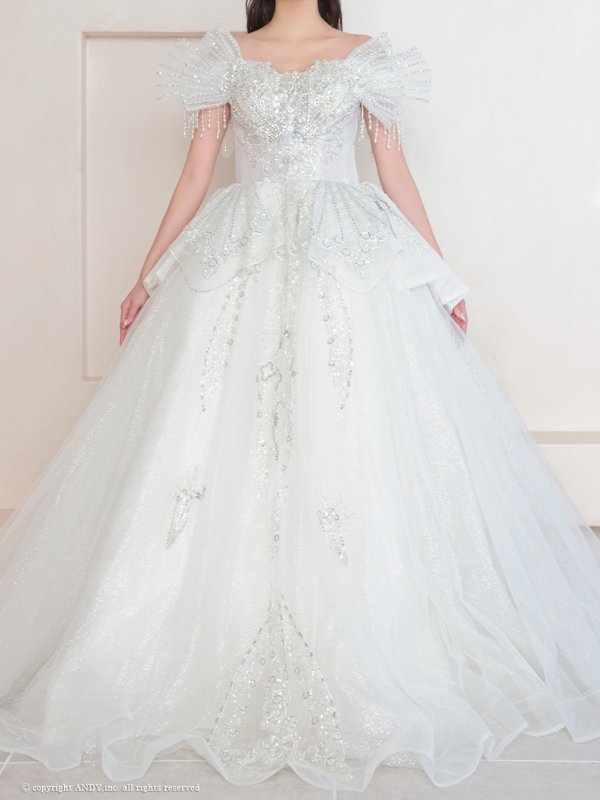 画像5: 【couture an/クチュールアン】スパンコール/ チュール/ ビジュー/ オフショルダー/ プリンセス/ エレガント/ ゴージャス/ ロングドレス/ ラグジュアリー/ キャバドレス long[OF05]