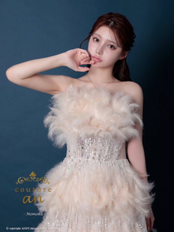 画像9: 【couture an/クチュールアン】フェザー/ オフショル/スパンコール/シアー/エレガント/ロングドレス/Aライン/プリンセス/ キャバドレス long[OF05]