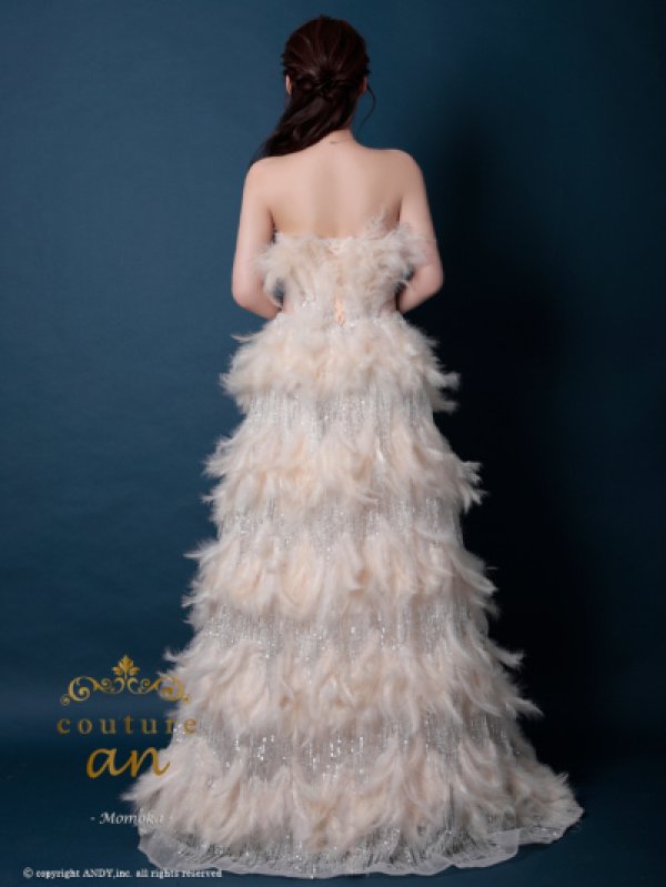 画像10: 【couture an/クチュールアン】フェザー/ オフショル/スパンコール/シアー/エレガント/ロングドレス/Aライン/プリンセス/ キャバドレス long[OF05]