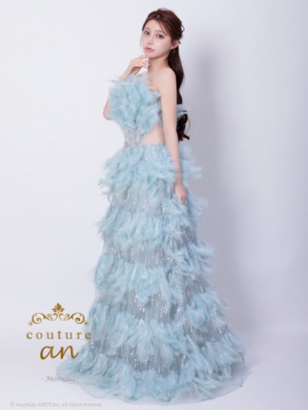 画像3: 訳あり商品☆穴あきあり☆【couture an/クチュールアン】フェザー/スパンコール/シアー/エレガント/ロングドレス/Aライン/プリンセス/ キャバドレス long[OF05]