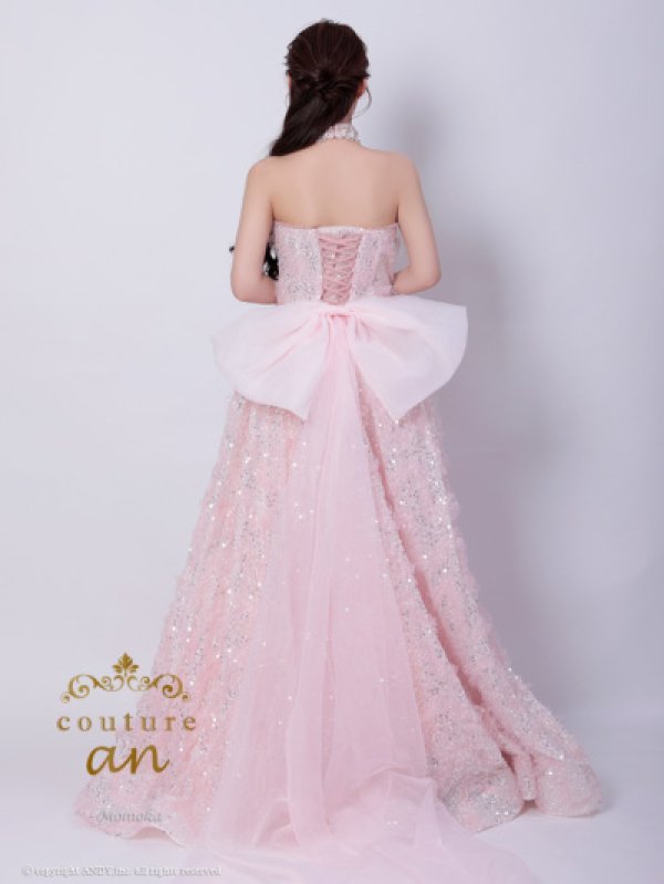 画像5: 【couture an/クチュールアン】フェザー/ オフショル/スパンコール/ ピンクドレス/ ビジュー/ プリンセスライン/ シアー/ ロングドレス/ フェミニン/キャバドレス long[OF05]