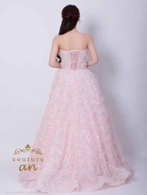 画像7: 【couture an/クチュールアン】フェザー/ オフショル/スパンコール/ ピンクドレス/ ビジュー/ プリンセスライン/ シアー/ ロングドレス/ フェミニン/キャバドレス long[OF05]