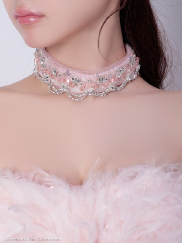 画像8: 【couture an/クチュールアン】フェザー/ オフショル/スパンコール/ ピンクドレス/ ビジュー/ プリンセスライン/ シアー/ ロングドレス/ フェミニン/キャバドレス long[OF05]