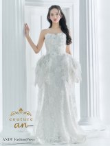 【couture an/クチュールアン】ベア/ レース/ 立体フラワー/ ラメ/ スパンコール/ フレア/ Aライン/ プリンセス/ ロングドレス/ キャバドレス long[OF05]