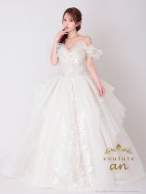 【couture an/クチュールアン】ラメ/ チュール/ オフショル/ パール/ ビジュー/ フレア/ プリンセス/ ロングドレス/ キャバドレス long[OF05]