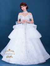 【couture an/クチュールアン】チョーカー付き/ オフショルダー/ ラメ/ スパンコール/ パール/ 刺繍/ リボン/ バックシャン/ フレア/ プリンセス/ ロングドレス/ キャバドレス long[OF05]