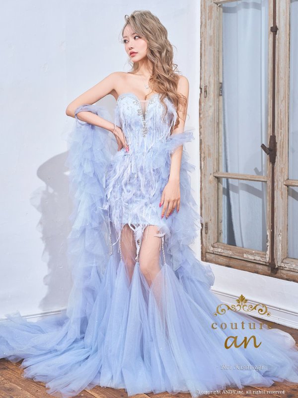 ブルー　モデル：如月れい　身長：156cm　着用サイズ：S(XS〜M)サイズ