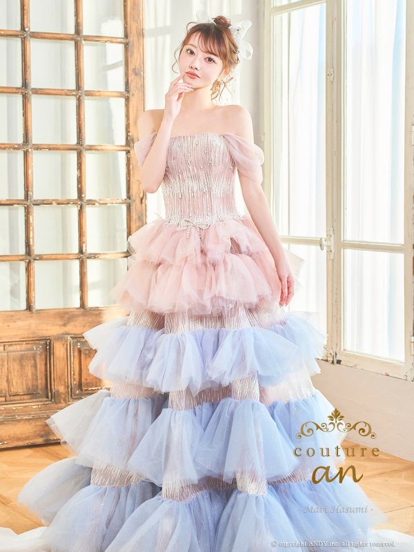 ピンクブルー　モデル：羽澄まり　身長：158cm　着用サイズ：S(XS〜M)サイズ