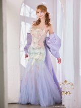 【couture an/クチュールアン】2way/ リボン/ チュール/ ラメ/ スパンコール/ シアー/ フレア/ プリンセス/ マーメイド/ ビジュー/ カラードレス/ ロングドレス/ キャバドレス long[OF05]