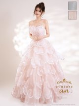 【couture an/クチュールアン】立体フラワーレース/ チュール/ シアー/ ティアードフリル/ フラワー刺繍/ ビジュー/ ラメ/ スパンコール/ フレア/ プリンセス/ カラードレス/ ロングドレス/ キャバドレス long[OF05]