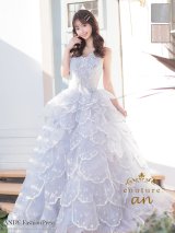 【couture an/クチュールアン】立体フラワーレース/ チュール/ シアー/ ティアードフリル/ フラワー刺繍/ ビジュー/ ラメ/ スパンコール/ フレア/ プリンセス/ カラードレス/ ロングドレス/ キャバドレス long[OF05]