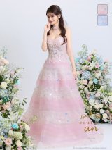 即日発送【couture an/クチュールアン】ベアトップ/ 立体フラワー/ シアー/ レーストレーン/ スパンコール/ ティアード/ フリル/ フレア/ Aライン/ プリンセス/ バースデー/ ウェディングドレス/ カラードレス/ ロングドレス/ キャバドレス long[OF05]